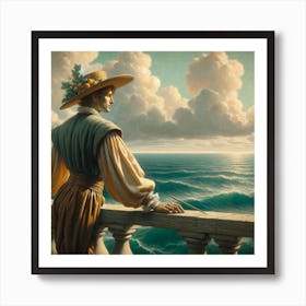 Renaissance Man Looking At The Ocean Art Print