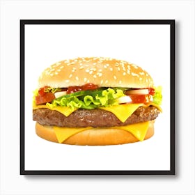 Hamburger Isolated On White Background Art Print