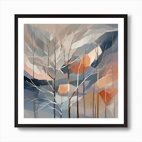 Minimal Bare Trees, Contemporary art, Home and office decor, 1316 Art Print