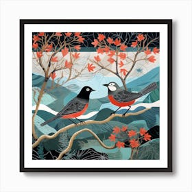 Bird In Nature Robin 11 Art Print