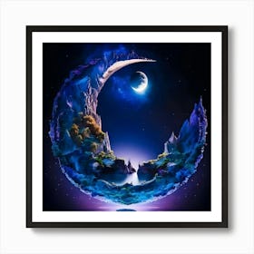 Moon ,Celestial Reflections: A Harmonious Dreamscape Art Print