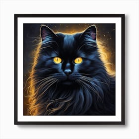 Black Cat With Yellow Eyes 1 Art Print