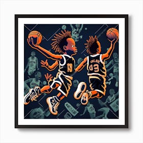 Two Basketball Players Art Print