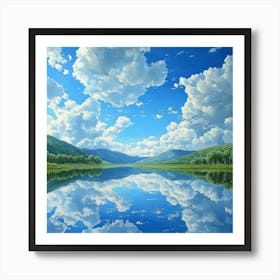 Clouds Reflected In A Lake Art Affiche