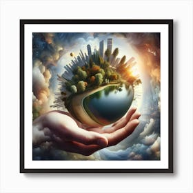 Hand Holding A Planet Art Print