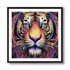 Mesmerizing Tiger With Luminous Eyes On A Profound Black Background 1 Art Print