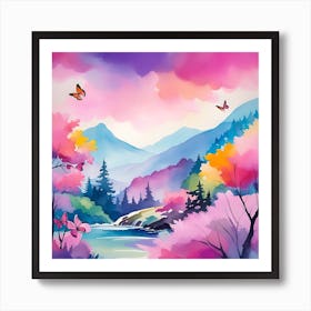 Butterflies In The Mountains Art Print