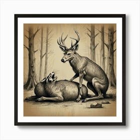 Deer In The Woods 20 Art Print