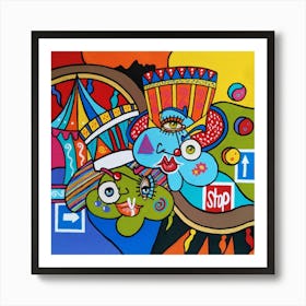 Abstract Figurative / Circus / 40x40cm Art Print