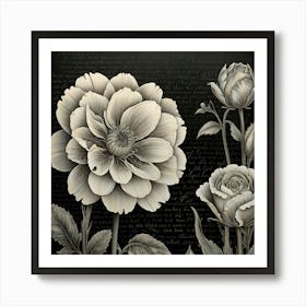 Black And White Flowers 1 Art Print