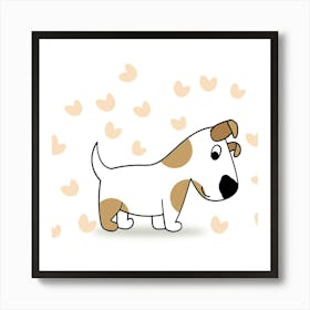Dog With Hearts Art Print