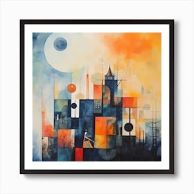 Abstract Harmonies: Vintage Watercolour Serenity Art Print