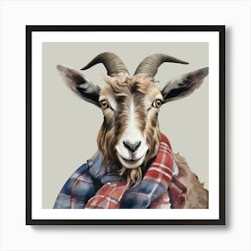 Watercolour Highland Goat Douglas Art Print