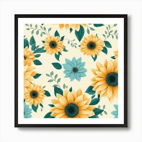 Sunflowers White Background Art Print