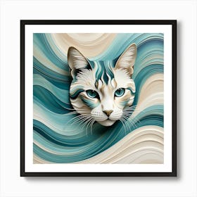 Cat On A Wave Art Print