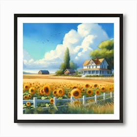 Sunflowers In The Field 1 Art Print