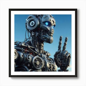 Peace Sign Robot Art Print