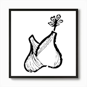 Fennel. Ink texture doodle. Black and white illustration, Bauhaus Art Print