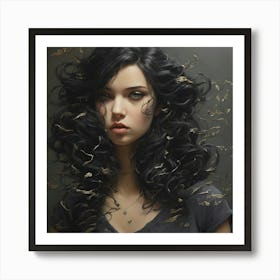 Girl With Long Black Hair Art Print