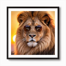 Cool Lion With Sunglasses Art Print