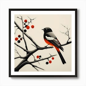 Polish Wycinanki, Bird On a Branch, folk art, 103 Art Print