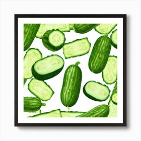 Cucumbers On A White Background 6 Art Print