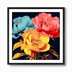 Andy Warhol Style Pop Art Flowers Peony 1 Square Art Print