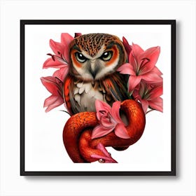 Owl And Snake Art Print