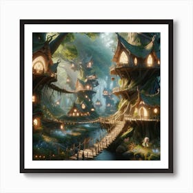 Fairy Houses In The Forest Art Print