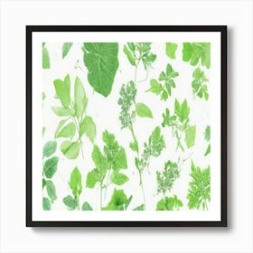 seamless pattern Green Leaves Art Print