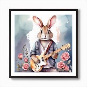 Rabbit With Guitar Art Print