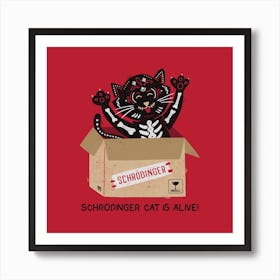 Am I Alive Schrodinger Cat﻿ Square Art Print