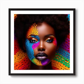 Beautiful African Woman With Colorful Makeup 2 Art Print