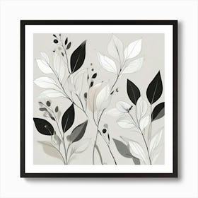 Black And White Leaves Art Print