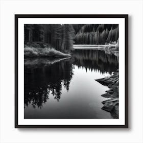 Black And White Lake Art Print