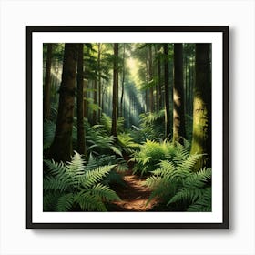 Ferns In The Forest 3 Art Print