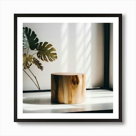 Tree Stump On A Window Sill Art Print