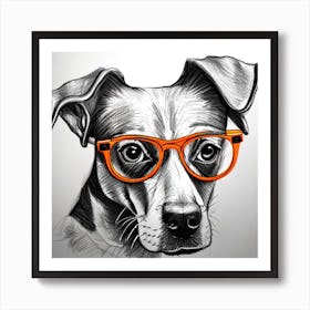 Dog With Glasses Art Print