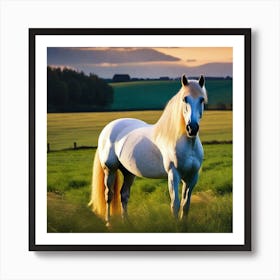 White Horse In A Field 1 Art Print