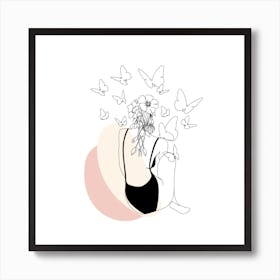 Woman and Butterflies Print Art Print