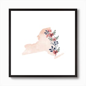 New York Watercolor Floral State Art Print