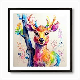 Colorful Deer 13 Art Print