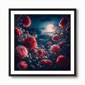 Roses In The Moonlight Art Print