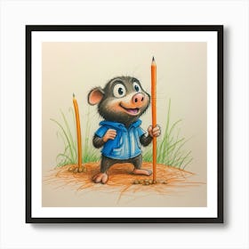 Rat With Pencils Art Print