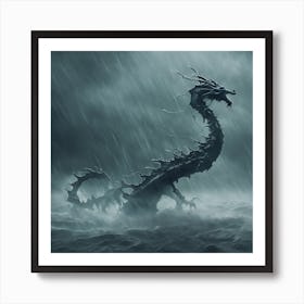 Leviathan Rising 3/4 (sea monster snake dragon mist fog mystic fantasy storm sinbad greek roman Cetus Echidna Hydra Scylla Jörmungandr) Art Print