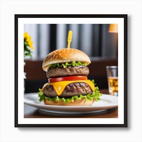 Hamburger On A Plate 56 Art Print