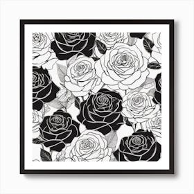 Black And White Roses 9 Art Print