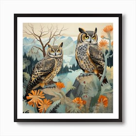 Bird In Nature Great Horned Owl 1 Art Print