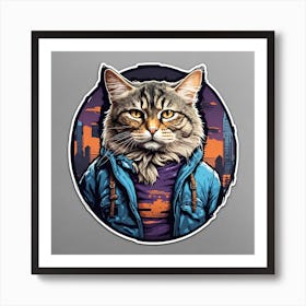 Cat In A Jacket Art Print