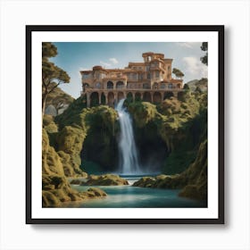 Surreal Waterfall Inspired By Dali And Escher 2 Art Print